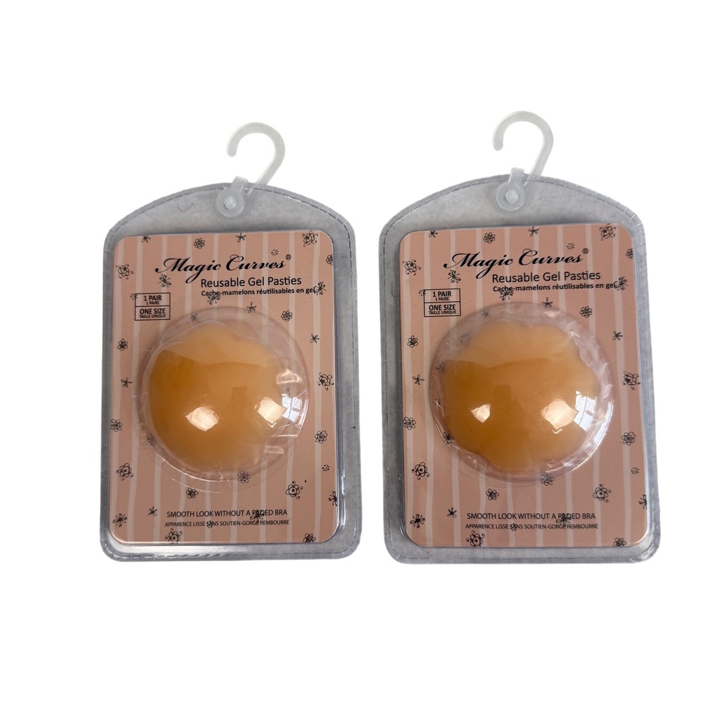 Lot of 2 Magic Curves Reusable Gel Pasties Nipple Covers Tan One Size
